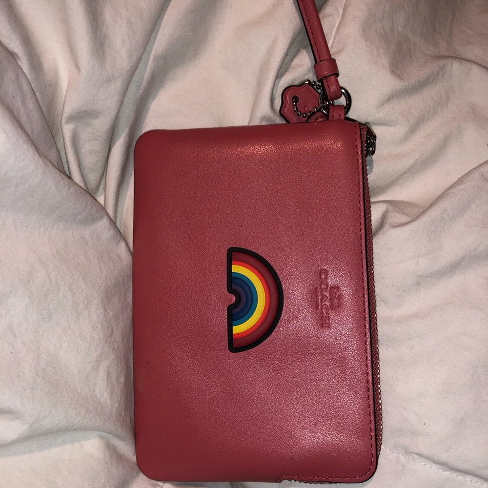 Pink Rainbow Coach Wristlet